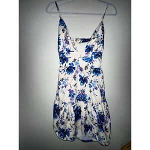 SHEIN Women’s Vacation V-Neck Spaghetti Strap Backless A-Line Mini Dress – Blue